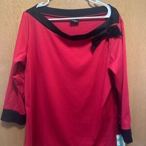 NWT 50s Retro Inspired Red Shirt with Black Bow Size 4x